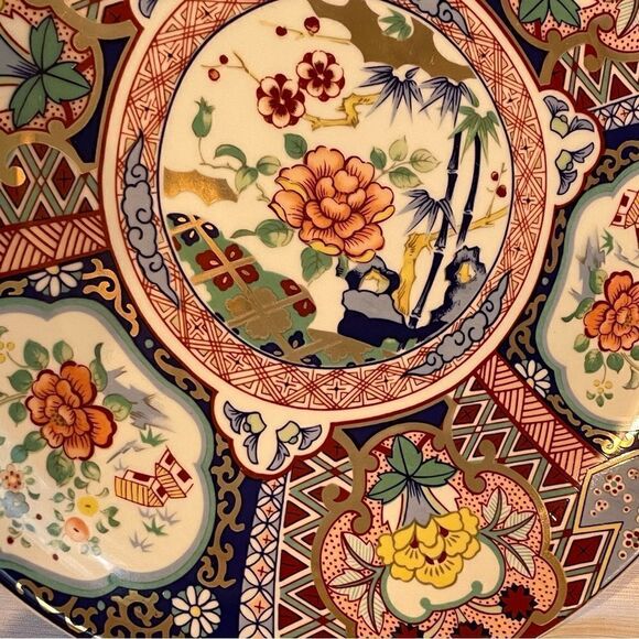 Japanese Imari Ware Porcelain Ceramic Plate Floral Design Collectible -Vtg! - Picture 6 of 17